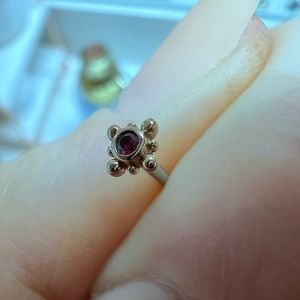 Bvla rose gold bezel with ruby threaded stud